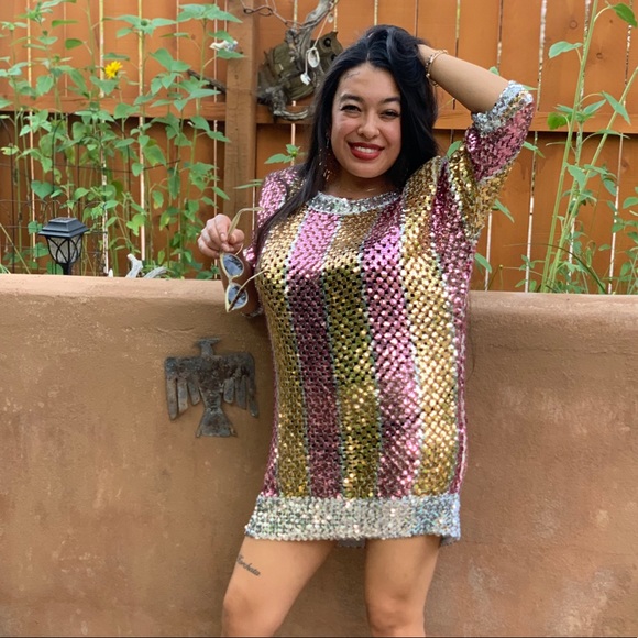 Lilli Diamond of California Vintage 1970s Sequin Disco Mini Dress - Picture 2 of 13